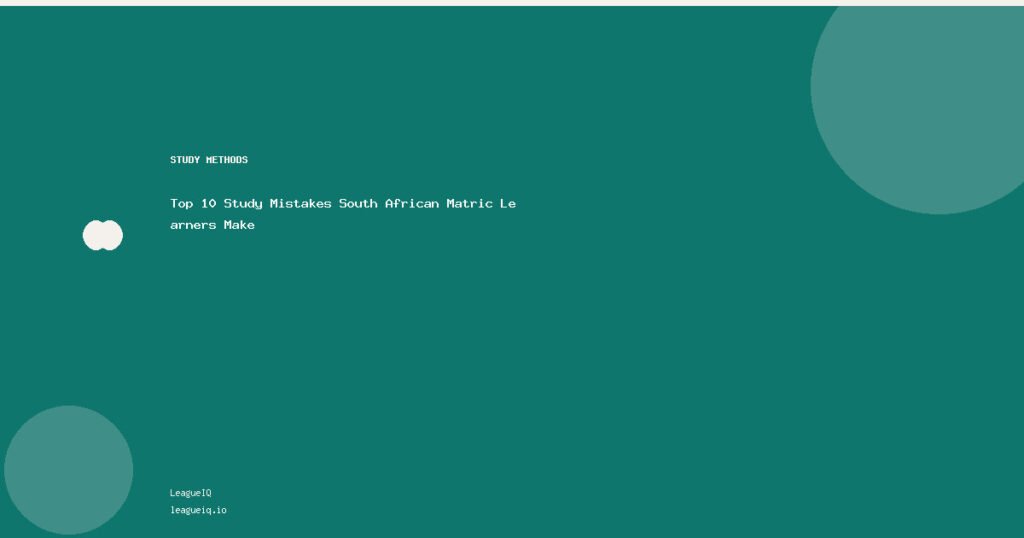 Top 10 Study Mistakes South African Matric Learners Make